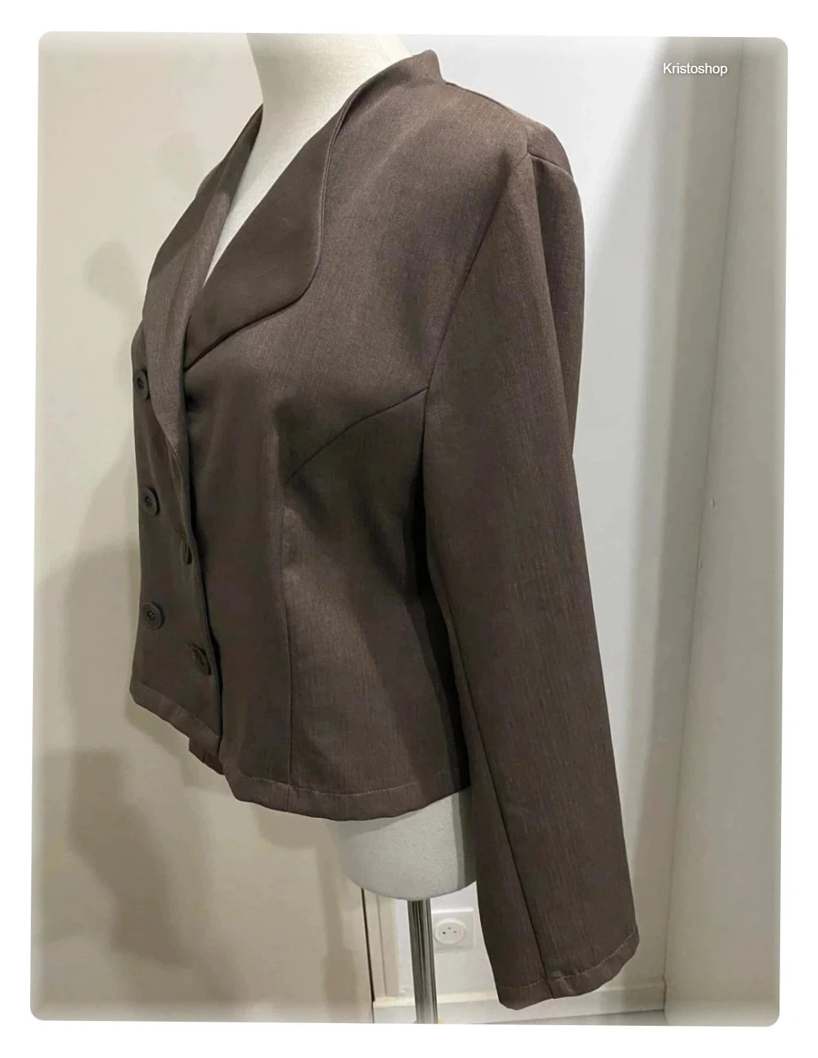Korte blazer Vintage Claire Delandes bruin lange mouwen Maat 40 – photo 3